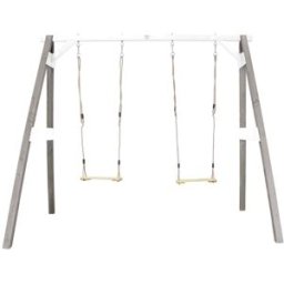 Axi Columpio doble con soporte, gris/blanco, de madera fsc