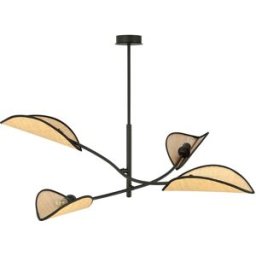 Wonderlamp Lámpara de techo negro 4 luces con pantallas en forma de hoja