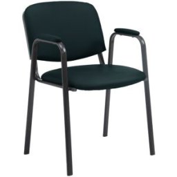 CLP Silla con patas de metal y asiento en simil cuero negro