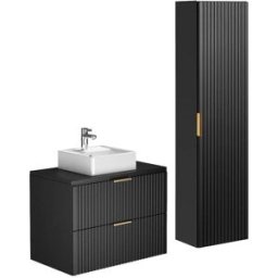 Unique Conjunto de baño madera negro