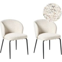 Beliani Conjunto de 2 sillas de comedor bouclé beige claro