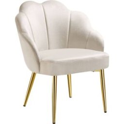 Tectake Sillón de cóctel, tapizado en terciopelo acolchado, crema/oro