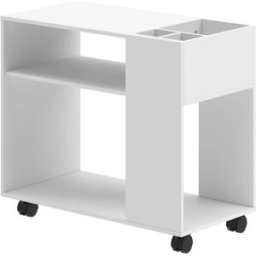 Homcom Mesa auxiliar móvil 70x36x60 cm blanco