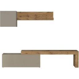 Whous Conjunto de mueble TV 180/290 cm efecto madera color topo mate / roble