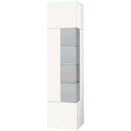 Whous Vitrina 1 puerta 5 estantes 45 cm efecto madera color blanco brillo
