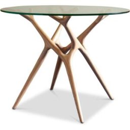 PIB Mesa redonda de cristal y fresno beige 4 pl