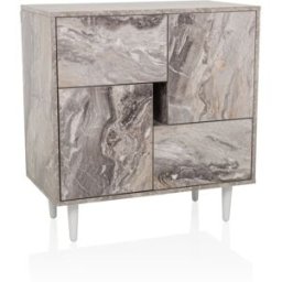 hjh LIVING Cómoda con aspecto de madera blanco/mármol