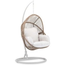 Defora Home Silla colgante con soporte de acero y ratán marrón
