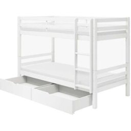 Furnlux Litera de madera maciza de pino color blanco 90x200
