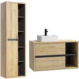 Unique Conjunto de baño madera color natural claro