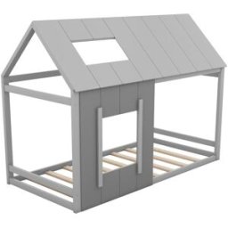 OKWISH Cama infantil gris de pino estilo casa 90x200 cm