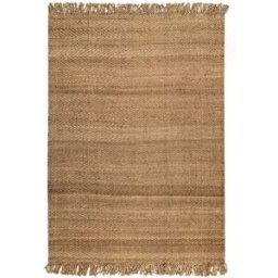 Green Loop Alfombra yute natural hecha a mano diseño espiga flecos 160x230