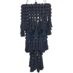 Bazar Bizar Lámpara colgante de algodón y hierro en negro 50x50x160 cm