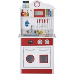 Teamson Cocina de madera para niños 92.7 cm, rojo/blanco