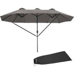 Tectake Sombrilla 460 x 270 cm protección uv 50+ 3 cortavientos y funda gris