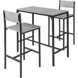 SoBuy Conjunto de mesa y taburetes de bar metal gris