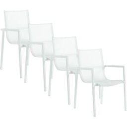 GEESE HOME Pack 4 sillones aluminio loneta plastificada color blanco