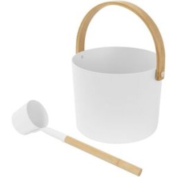 ECD Germany Accesorios para sauna set de 2 piezas de aluminio y bambú cubo de 6L