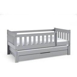 Furnlux Cama individual infantil de madera maciza de pino color gris 80x160