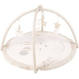 Maisons du Monde Alfombra de estimulación redonda color crudo, blanco y topo D.90 cm