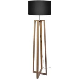 Tosel Lámpara de pie cuadrúpedo madera natural pantalla negro