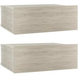 Maison Chic Juego de 2 mesitas de noche flotantes madera marrón 40x30x15cm