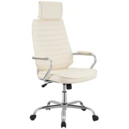 CLP Silla de oficina giratoria regulable en simil cuero crema
