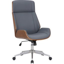 CLP Silla de oficina giratoria regulable en simil cuero nogal/gris