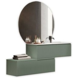 AQA DESIGN Mueble de baño bañera derecha 4 piezas en mdf verde salvia