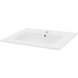 ECD Germany Lavabo blanco de cerámica rectangular pila con juego de drenaje