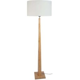 Tosel Lámpara de pie columna madera natural pantalla crudo
