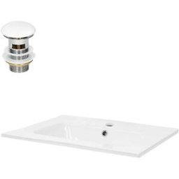 ML-Design Lavabo blanco de cerámica con juego de desagüe con reborsadero