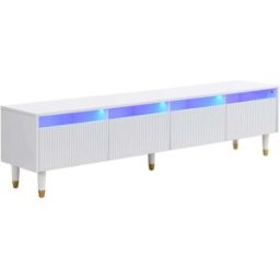 Urban Meuble Mueble TV blanco diseño ondulado 178 cm con 4 cajones