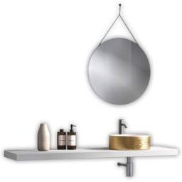 AQA DESIGN Mueble de baño con espejo de 3 piezas en mdf blanco/oro