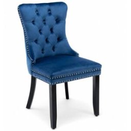 MODFU Juego de 2 sillas de comedor de terciopelo con respaldo alto, azul