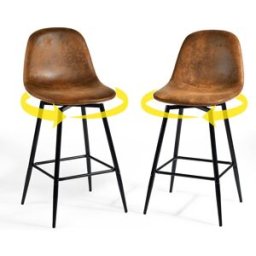 Urban Meuble Juego de 2 taburetes de bar giratorios vintage, color marrón 67Hcm