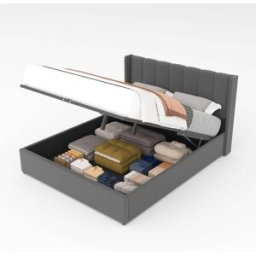 Concept Usine Cama con canapé abatible de diseño 140x190 cm en terciopelo gris