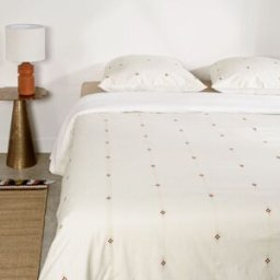 Maisons du Monde Juego de cama de algodón con bordados terracota, 260x240 cm