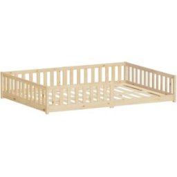 ML-Design Cama de suelo infantil doble 140x200 cm natural madera maciza de pino