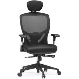 hjh OFFICE Silla alta gama tela / tejido de malla negro