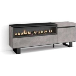 Skraut home Mueble tv efecto madera cemento 150x35x57cm chimenea efecto fuego