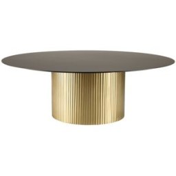 MACABANE Mesa de centro redonda de hierro negro y base dorada de d. 110 cm