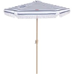 Flamingueo Sombrilla jardín rayas grande poliéster 235x270cm azul