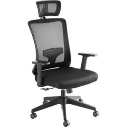 Tectake Silla de oficina ergonómica con reposacabezas ajustable, negro