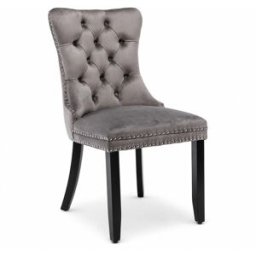 MODFU Juego de 2 sillas de comedor de terciopelo con patas de madera gris