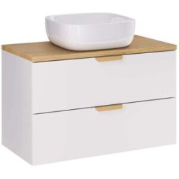Petits meubles Mueble de lavabo individual 80cm mate paneles laminados blanco