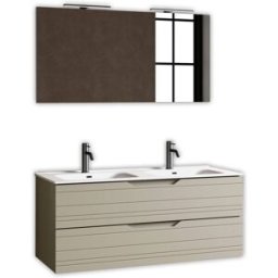 AQA DESIGN Mueble de baño con espejo de doble lavabo 5 piezas en mdf topo