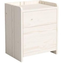 Hannun Mesita de noche de abeto macizo con un cajón en blanco