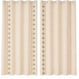 NIYLO Conjunto de 2 cortinas en algodón beige 140x260 cm