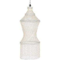 NIYLO Lámpara de techo de conchas beige hecha a mano 52x52x140 cm